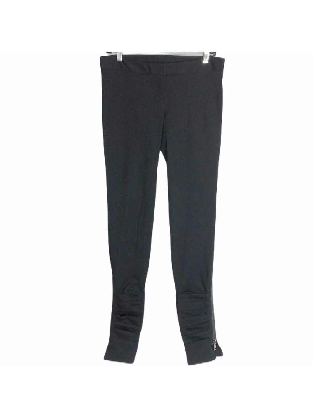 Haute Hippie moto zip ankle ponte skinny pants SZ 6 Black